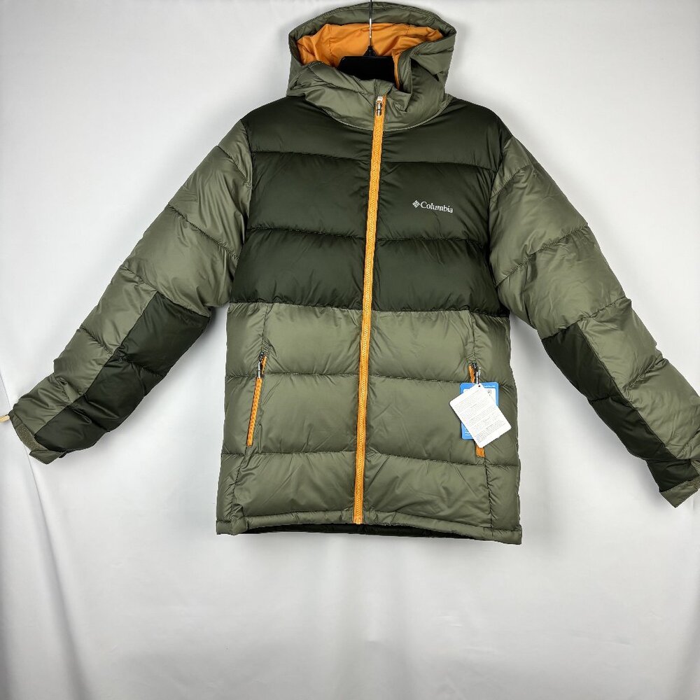 Youth XL Pike Lake II Green Orange Full Zip Puffer Long Sleeve Hooded Jacket